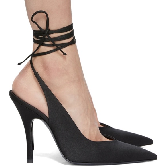 Attico black satin slingback heels - Picture 4 of 11